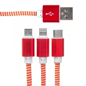 MICRO USB/TYPE-C/LIGHTNING 2.1A METAL 1.2 METRE ŞARJ VE DATA KABLOSU (5047)