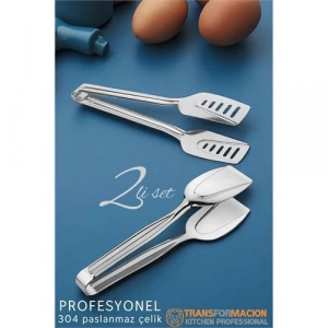 Mutfak Maşa Seti - Makarna Pasta Salata Çok Amaçlı Maşa 2 li SET 304 Paslanmaz Çelik