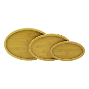 OVAL - 3LÜ SET   AHŞAP MDF  SUNUM TEPSİ SETİ  14X23.5CM - 19.5X29.5CM - 23.5X33.5CM (5047)