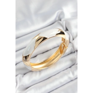 Pirinç Beyaz Mineli Baklava Model Gold Renk Kadın Kelepçe