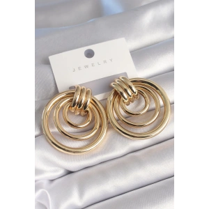 Pirinç Gold Renk Halka Model Kadın Küpe