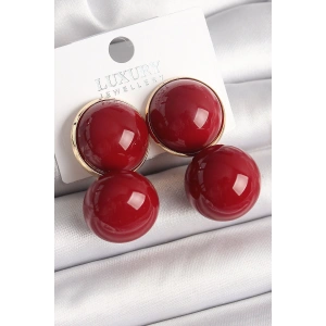 Pirinç Gold Renk Kırmızı Boncuk Model Kadın Küpe