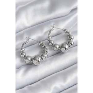 Pirinç Gümüş Renk Halka Model Kadın Küpe