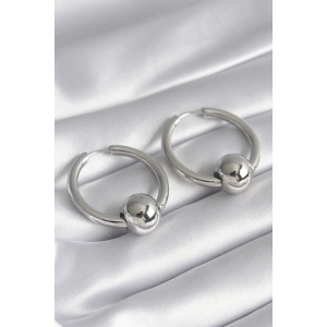 Pirinç Gümüş Renk Halka Top Model Kadın Küpe