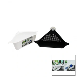 SÜZGEÇLİ LAVABO DÜZENLEYİCİ PLASTİK KÖŞE RAFI VANTUZLU (5047)