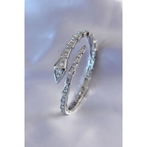 VIP Seri Yılan Model Gümüş Renk Kadın Kelepçe Bileklik