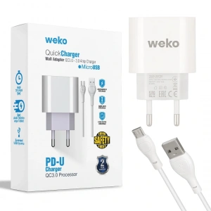WK-21441 PDU QC 3.0 AMPER ŞARJ BAŞLIK ADAPTÖRÜ + MICRO USB KABLO (NO:1) (5047)