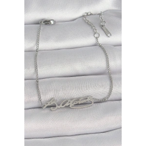 316L Çelik Gümüş Renk Atatürk İmza Model Kadın Bileklik