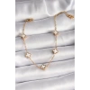 316L Çelik Gold Renk Beyaz Baby Boy Yonca Model Kadın Bileklik