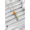 Pirinç Rainbow Balık Model Zirkon Taşlı Gold Renk Kadın Kolye