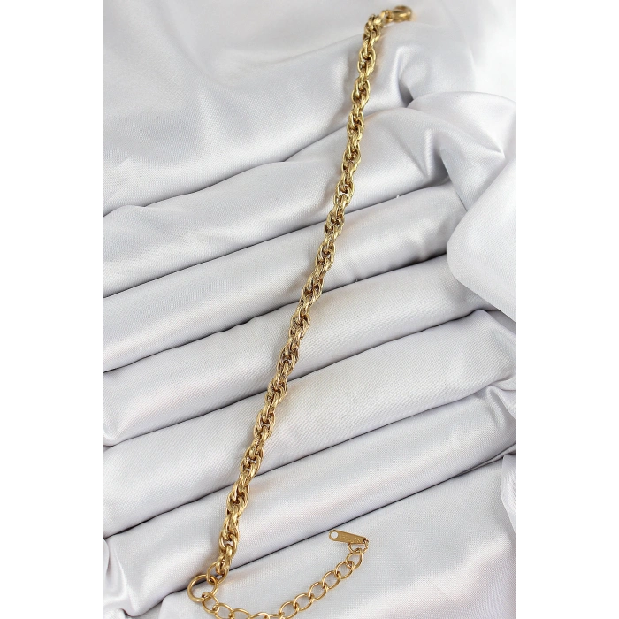 316L Çelik Gold Renk Burgu Model Kadın Bileklik