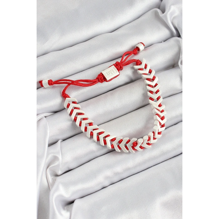 Pirinç Asansörlü Kırmızı Beyaz Juju Kadın Bileklik