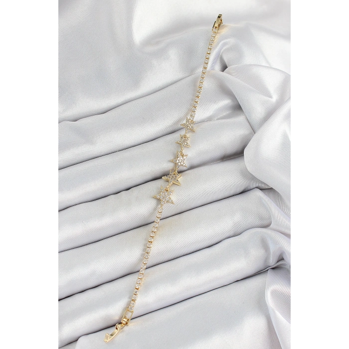 Pirinç Gold Renk Yıldız Model Kadın Bileklik