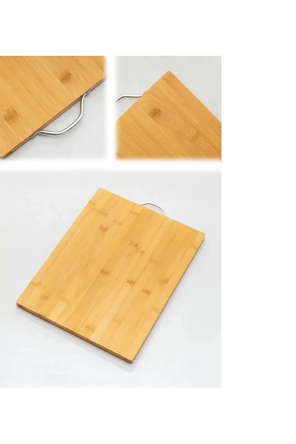 Bambu Metal Saplı Kesim Panosu Et Ekmek Sebze Meyve Kesim Tahtası