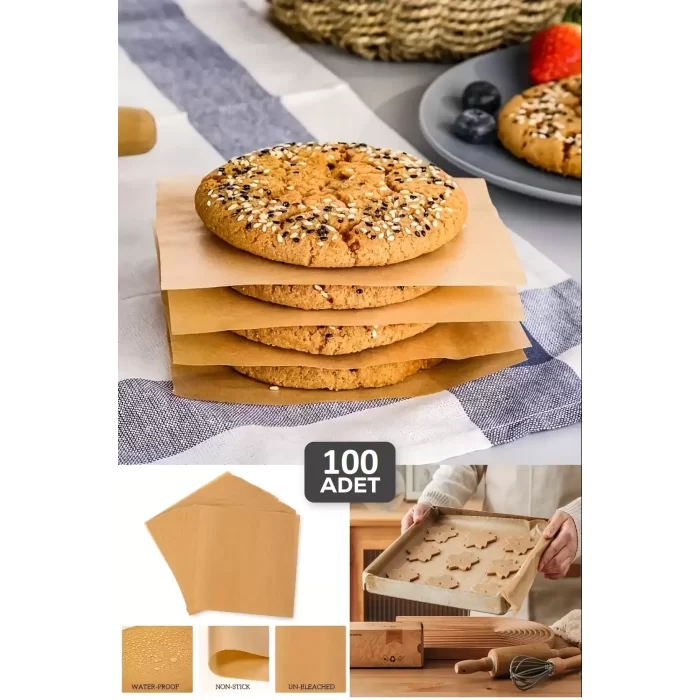 100lü Yağlı Pişirme Kağıdı Fırınlanabilir Kendinden Yağlı Fırın Kağıdı Airfryer Kağıdı 40X30
