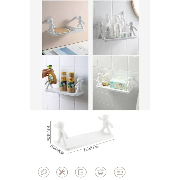 2li Kendinden Yapışkanlı Craft Banyo Rafı Baharatlık Mutfak Organizer Duvara