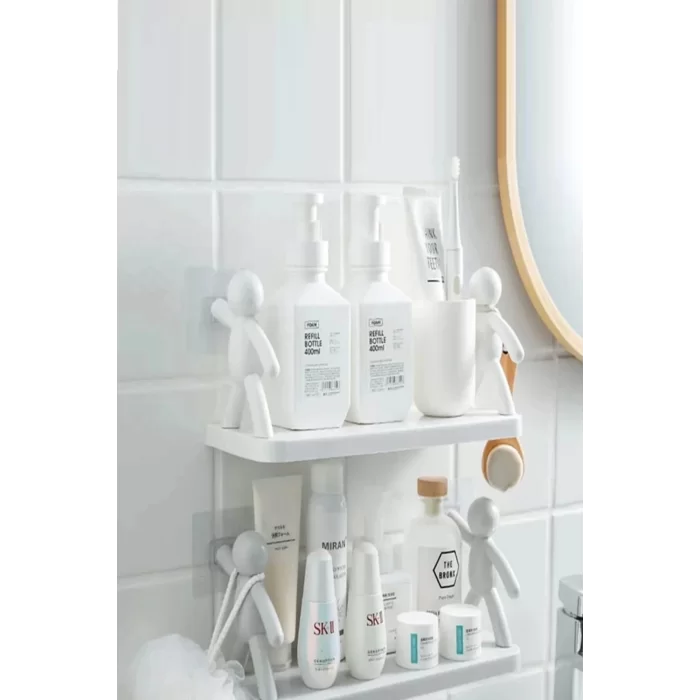 2li Kendinden Yapışkanlı Craft Banyo Rafı Baharatlık Mutfak Organizer Duvara