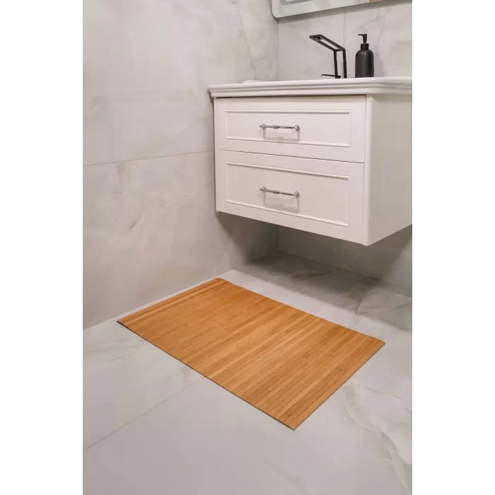 2li Naturel Bambu Banyo Matı Kaydırmaz Çamaşır Makinası Üstü Örtüsü Mutfak Bulaşık Matı Su Geçirmez