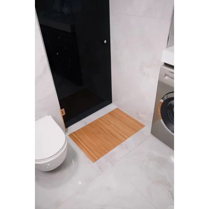 2li Naturel Bambu Banyo Matı Kaydırmaz Çamaşır Makinası Üstü Örtüsü Mutfak Bulaşık Matı Su Geçirmez