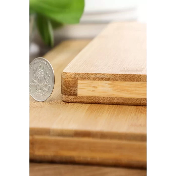 3lü Bambu Kesim Panosu Lüx Üç Boy Çelik Saplı Peynir Servis Sunum Tepsi