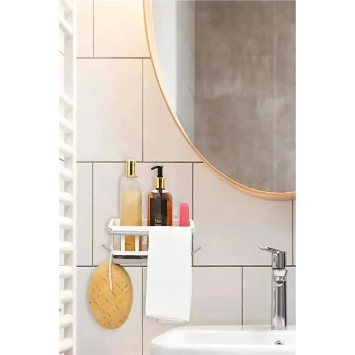 4lu Yapışkanlı Dolap İçi Düzenleyici Mutfak Banyo Lavabo Askılı Organizer Bulaşıklık Sabunluk Seti