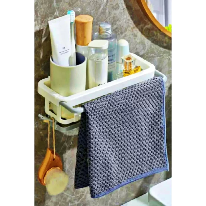4lu Yapışkanlı Dolap İçi Düzenleyici Mutfak Banyo Lavabo Askılı Organizer Bulaşıklık Sabunluk Seti