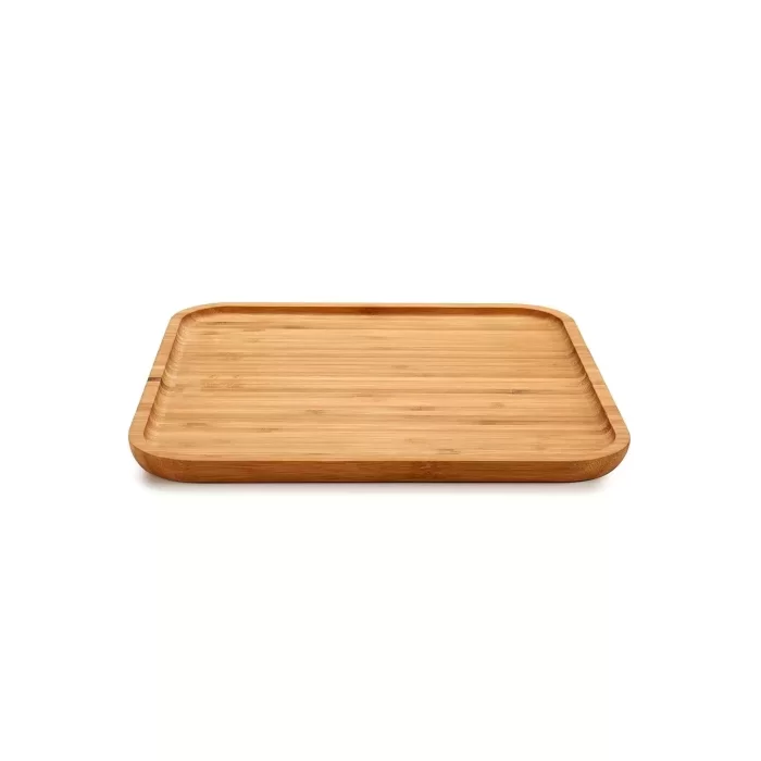 6 Adet Gourmet Kare Bambu Kahvaltı Tabağı Pasta Servis Sunum Tepsi İkramlık Ahşap Tabak