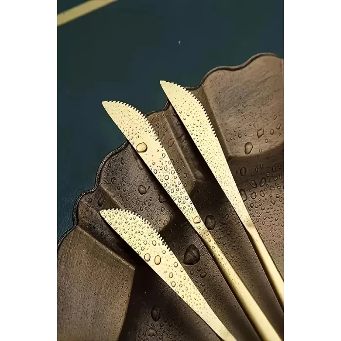 Lüx 6 Parça Gold Bıçak Seti Paslanmaz Çelik Çeyiz Bıçak Takımı Parlak Pürüzsüz Gold Series