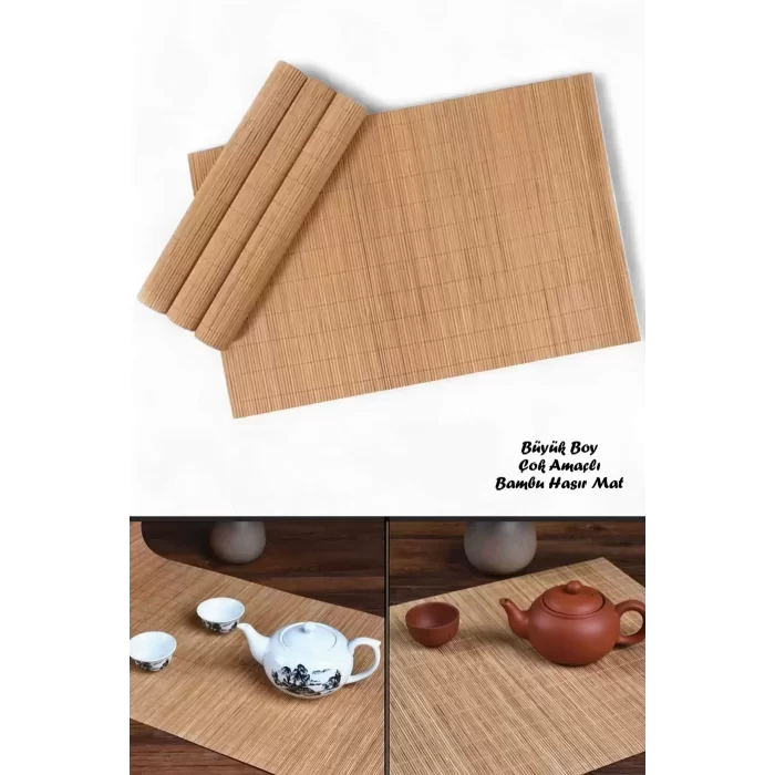 Bambu Hasır Banyo Matı Kaydırmaz Çamaşır Makine Örtüsü Mutfak Naturel Bulaşık Matı Su Geçirmez