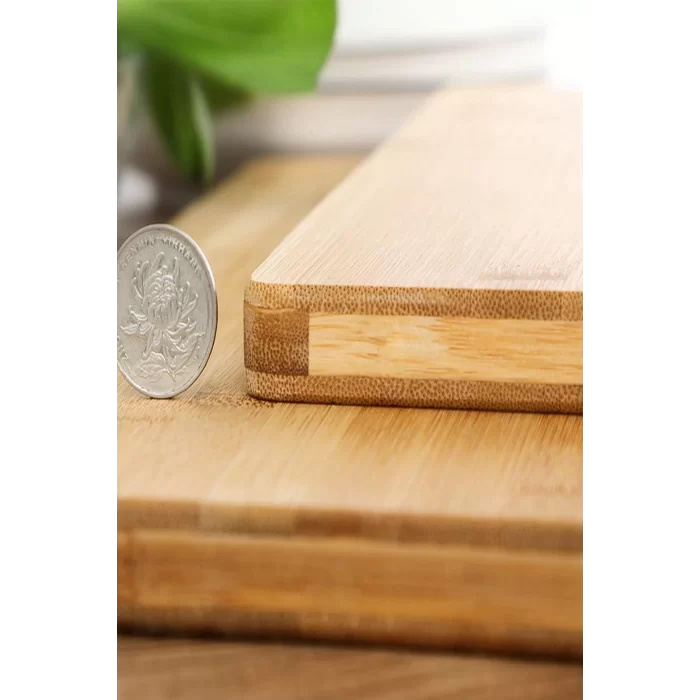 Bambu Kesim Panosu Lüx Çelik Saplı Peynir Servis Sunum Tepsi Et Sebze