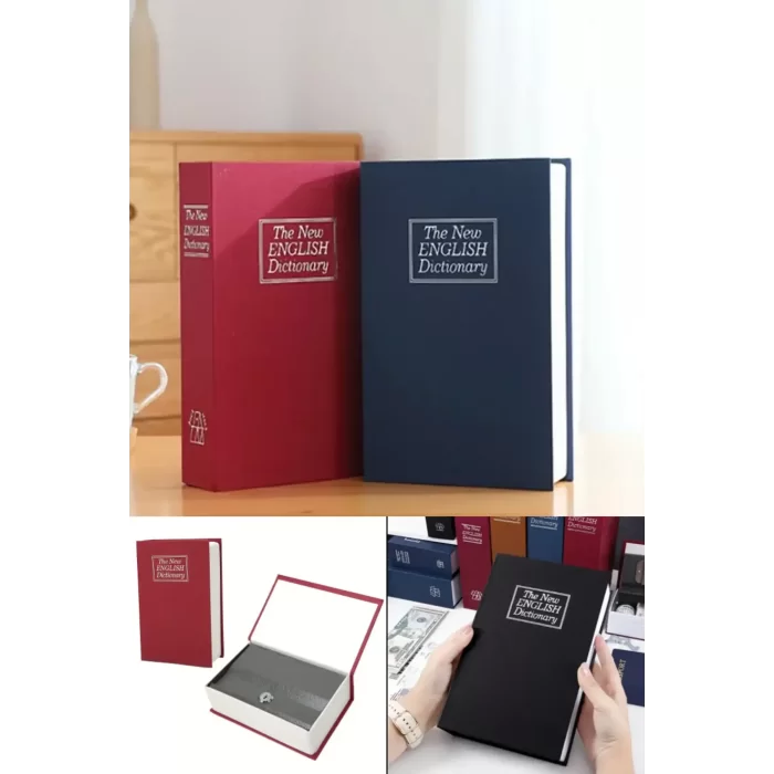 Büyük Boy Kitap Şeklinde Anahtarlı Gizli Kasa Para Altın Saklama Hırsız Kilitli Dekoratif Kumbara