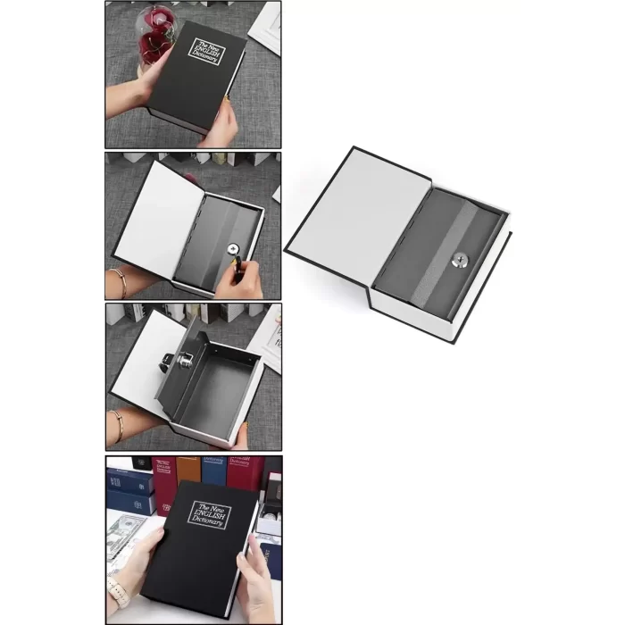 Büyük Boy Kitap Şeklinde Anahtarlı Gizli Kasa Para Altın Saklama Hırsız Kilitli Dekoratif Kumbara