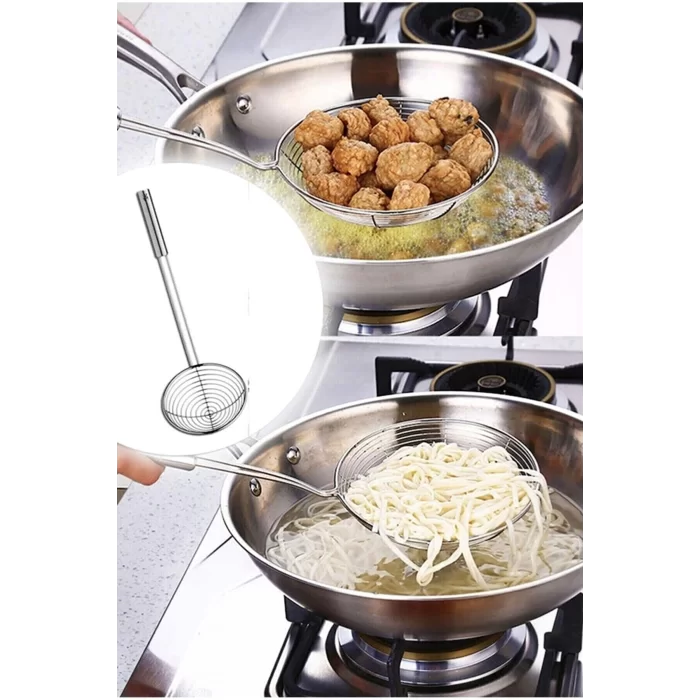 Çelik Maşalı Kızartma Yağ Süzgeci Metal Yan Soyacak Patates Soyacak