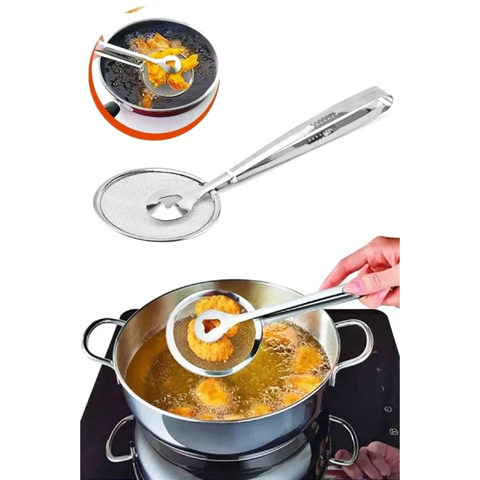Çelik Maşalı Kızartma Yağ Süzgeci Metal Yan Soyacak Patates Soyacak