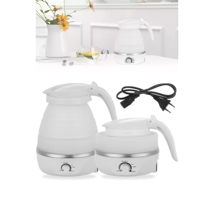Katlanabilir Silikonlu Elektrikli Su Isıtıcısı Kamp Piknik Su Isıtıcı Taşınabilir Mini Kettle