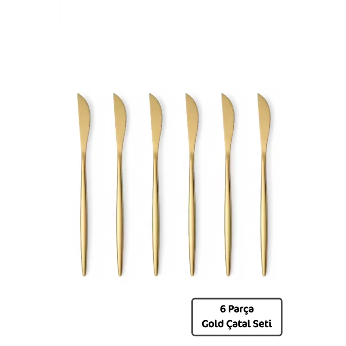 Lüx 6 Parça Gold Bıçak Seti Paslanmaz Çelik Çeyiz Bıçak Takımı Parlak Pürüzsüz Gold Series