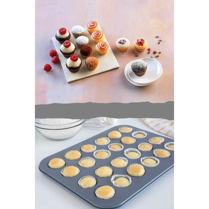 Muffin Kalıbı 24lü Cupcake Kapsülü Fırın Mini Kek Browni Kekstra Kurabiye Kalıbı Muffin Baking Pan