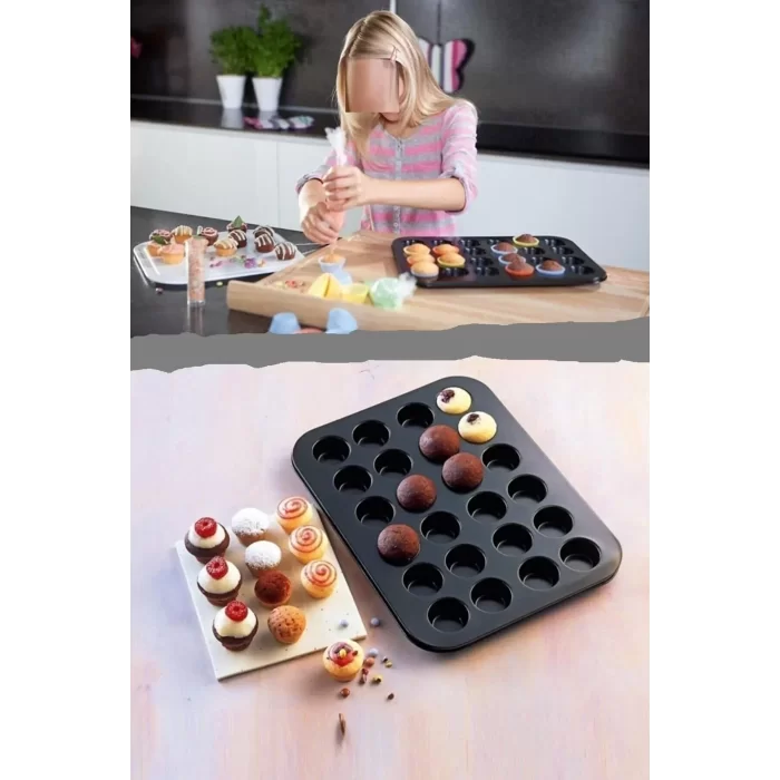 Muffin Kalıbı 24lü Cupcake Kapsülü Fırın Mini Kek Browni Kekstra Kurabiye Kalıbı Muffin Baking Pan