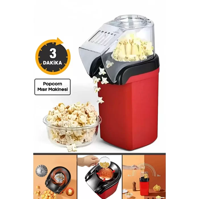 Popcorn Mısır Makinesi Yağsız Mısır Patlatma Makinası 1200W Elektrikli Sıcak Havalı Mısır Makinesi