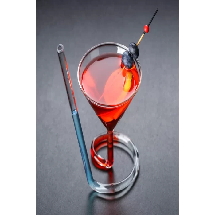 Spiral Cocktail Kendinden Pipetli Martini Kokteyl Sunum Bardağı New Stil Cam Meşrubat İçki Bardağı