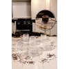 12 Parça Cam Kahve Fincan Seti Origami Çizgili Desenli Fincan Cam Tabaklı Çay Takımı 125cc