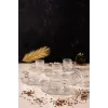 12 Parça Cam Kahve Fincan Seti Origami Çizgili Desenli Fincan Cam Tabaklı Çay Takımı 125cc