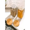 12li Bambu Kapaklı Cam Baharatlık Seti Etiket Hediyeli
