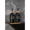 2 li Hands Dishes Siyah Beyaz Dekoratif Mutfak Banyo Sıvı Cam Sabunluk Seti 500ml Bambu Stantlı Set