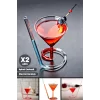 2li Spiral Cocktail Kendinden Pipetli Martini Kokteyl Sunum Bardağı New Cam Meşrubat İçki Bardak