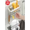 2li Yapışkanlı Dolap İçi Düzenleyici Mutfak Banyo Lavabo Askılı Organizer Bulaşıklık Sabunluk Seti