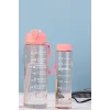 2li Motivasyonel Sporcu Su Şişesi Tritan Suluk Su Matarası Pipetli Stickerlı Suluk 900+500ml
