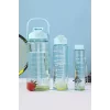 3lü Motivasyonel Sporcu Su Şişesi Tritan Suluk Su Matarası Stickerlı Pipetli Suluk 2000+900+500ml