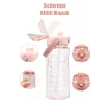 3lü Motivasyonel Su Matarası Tritan Sporcu Su Şişesi Suluk 2000+900+500ml Stickerlı Pipetli Suluk