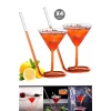 4lü Spiral Cocktail Pipetli Martini Kokteyl Sunum Bardağı New Cam Meşrubat İçki Özel Bardak Seti